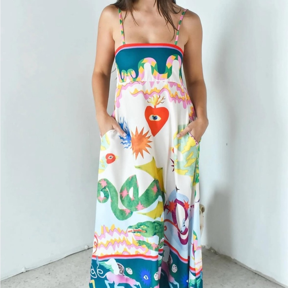 Colorful Print Maxi Dress